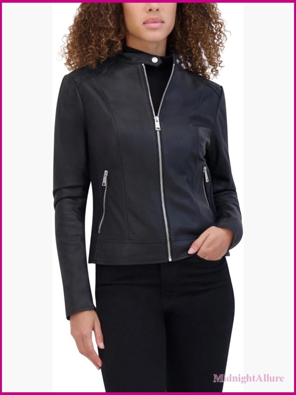 Genuine Leather Racer Jacket Long Sleeve Moto Style